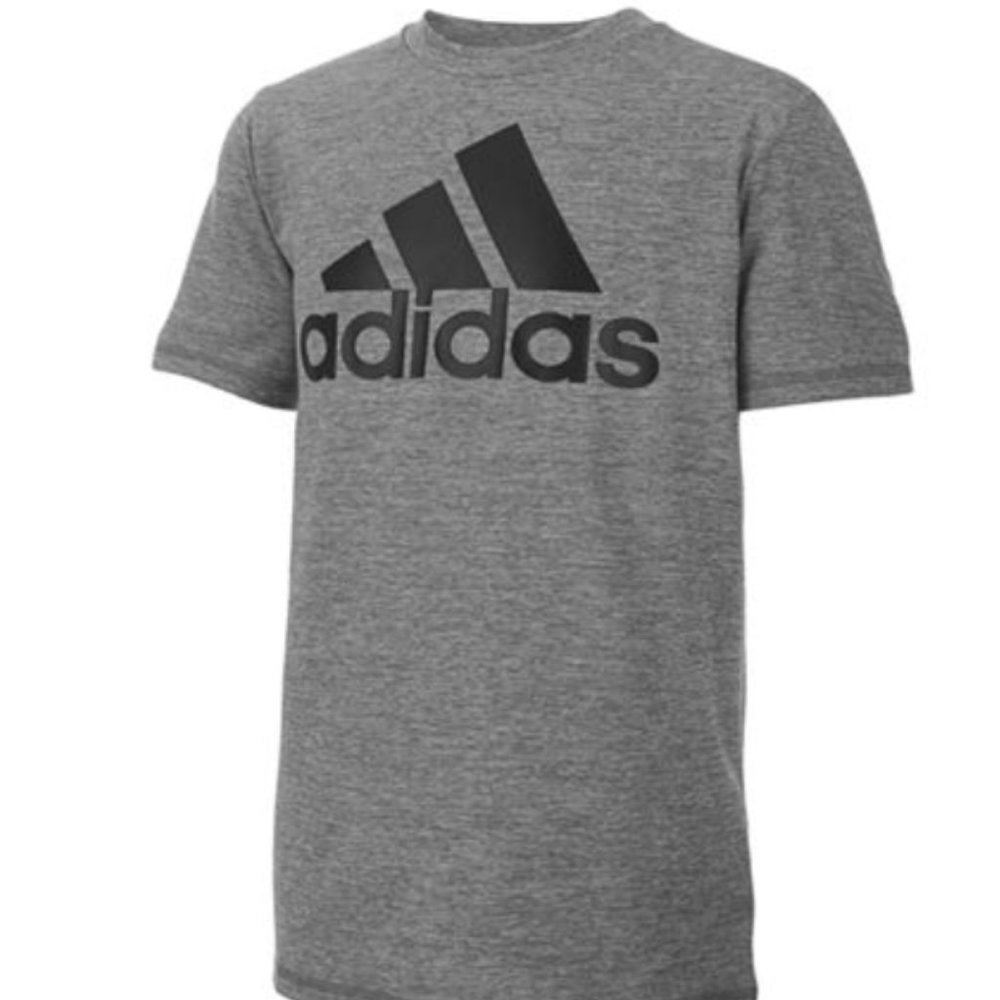 NWT Adidas Big Boys Short Sleeve Aeroready Melange Performance T-shirt in Grey